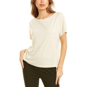 St.John Bateau Top Blouse In Beige Size XL
